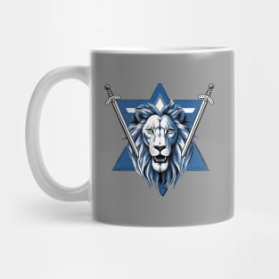 Star of David lion with iron swords Mug